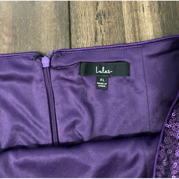 NWT Lulus plus size Purple Sequin Mini Skirt Fitted Gatsby Fun Glitter Halloween - Picture 2 of 9
